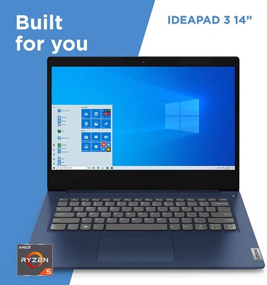 Lenovo IdeaPad 3 14" Laptop, 14.0" FHD 1920 x 1080 Display, AMD Ryzen 5 3500U Processor, 8GB DDR4 RAM, 256GB SSD, AMD Radeon Vega 8 Graphics, Narrow Bezel, Windows 10, 81W0003QUS, Abyss Blue